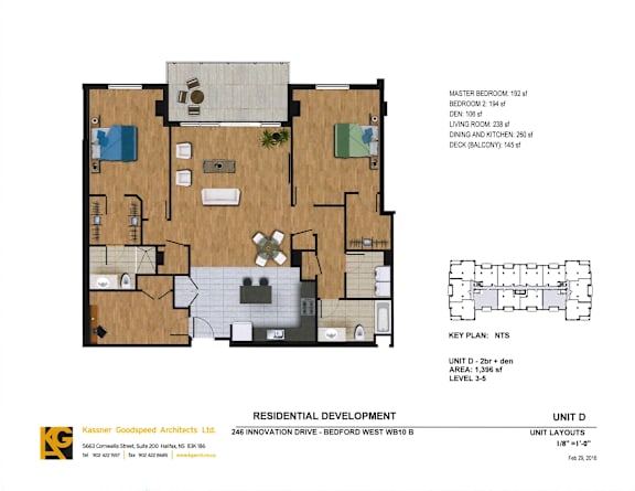 A floor plan and key for a residential development by Kasner Goodspeed Architects.