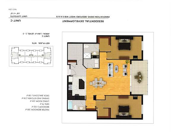 A floor plan of a house with a living room, kitchen, and two bedrooms.