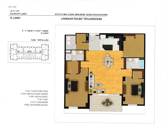 A floor plan of a property with a kitchen, living room, and two bedrooms.