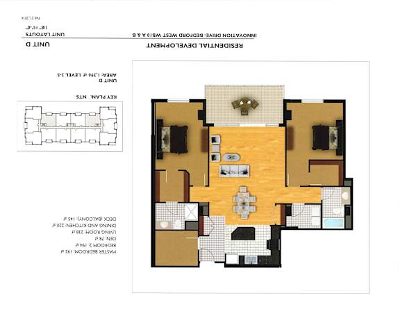 A floor plan of a house with a kitchen, living room, and two bedrooms.