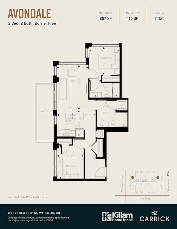 Avondale 2 Bed, 2 Bath, Barrier Fr ee