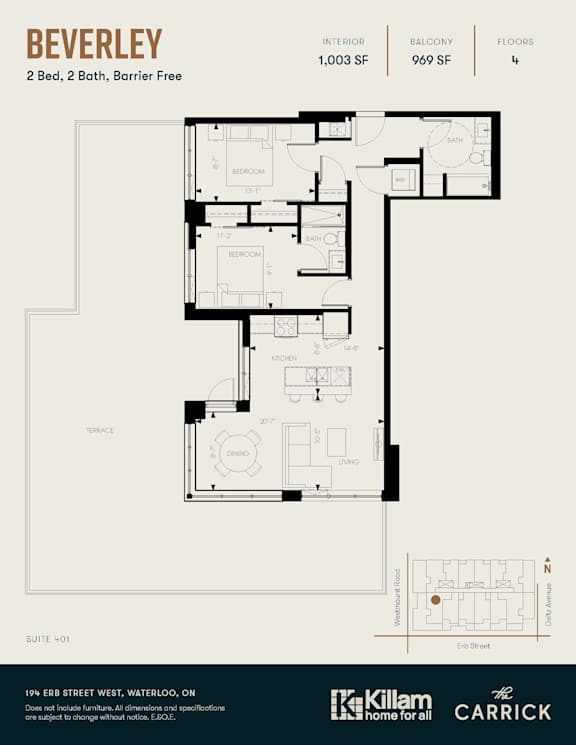 beverley 2 Bed, 2 Bath, Barrier Free