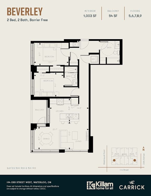 beverley 2 Bed, 2 Bath, Barrier Free