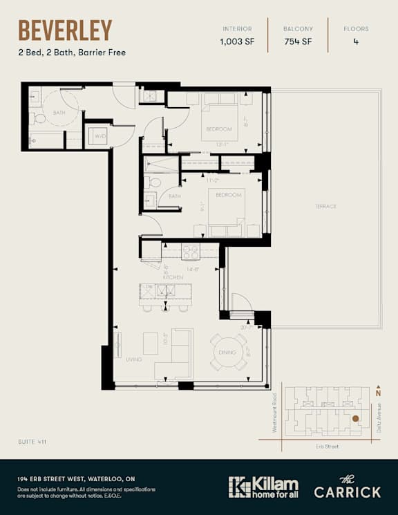 beverley 2 Bed, 2 Bath, Barrier Free