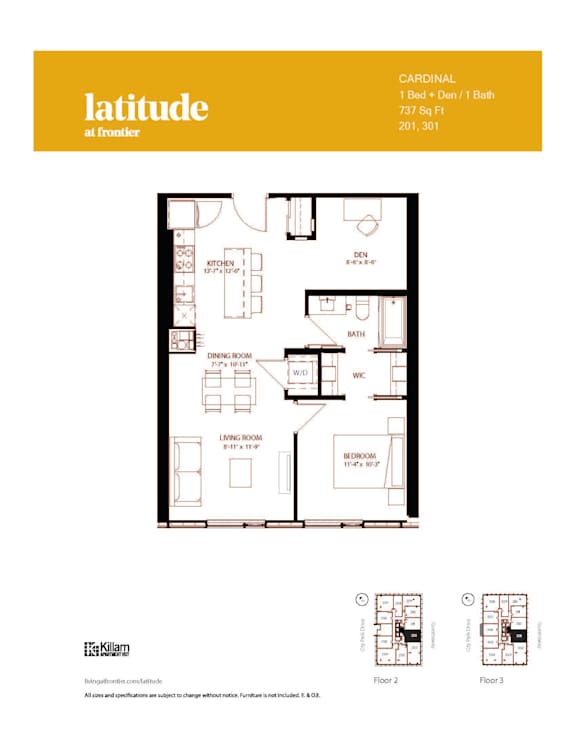 Cardinal - 1 Bed + Den | 1 Bath