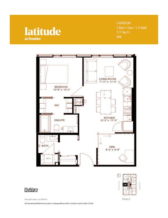 Carson - 1 Bed + Den | 1 Bath