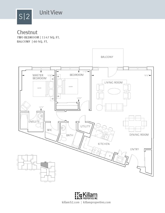 A floor plan for a S|2 unit named Chestnut.