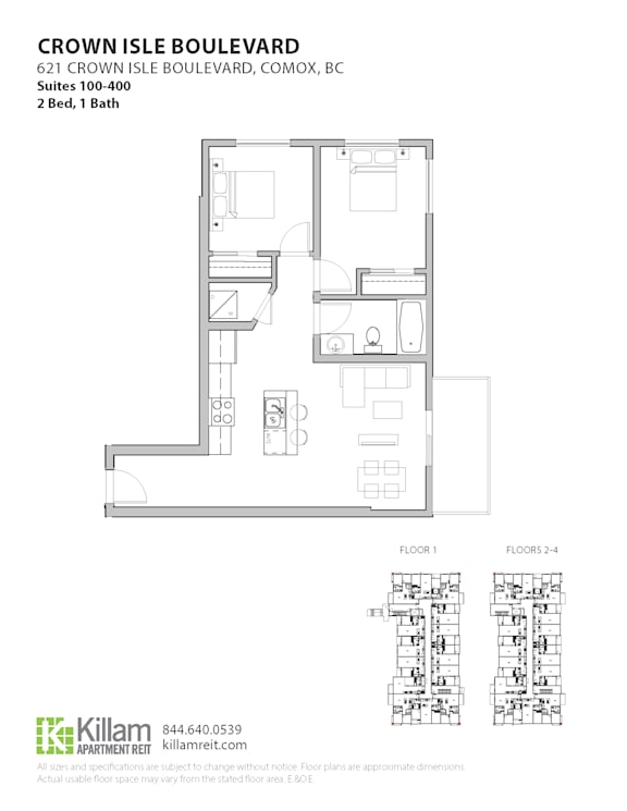 A floor plan for a 2 bedroom apartment at Crown Isle Boulevard.