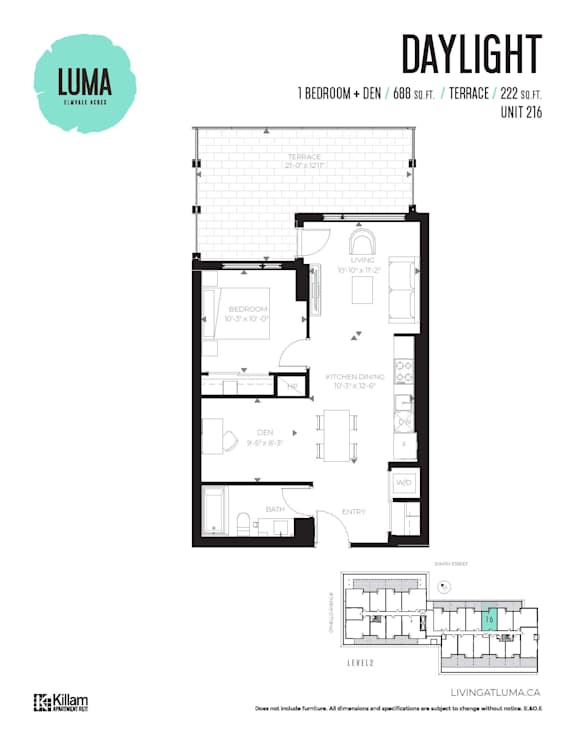 Daylight - 1 Bed + Den | 1 Bath