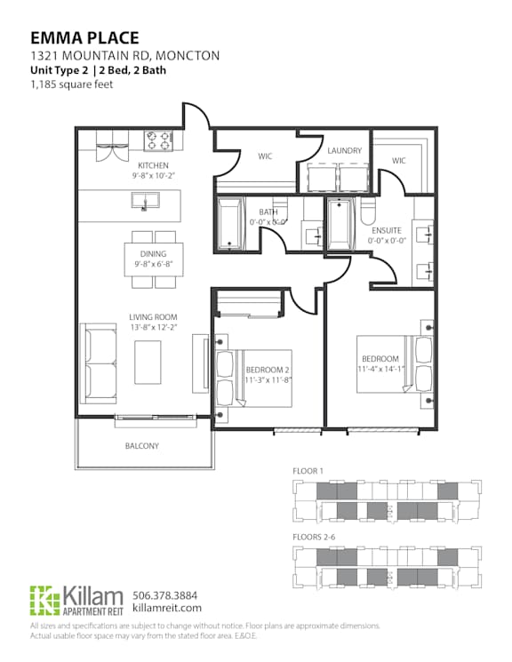Emma Place 2 Bedroom 2 Bath Floor Plan