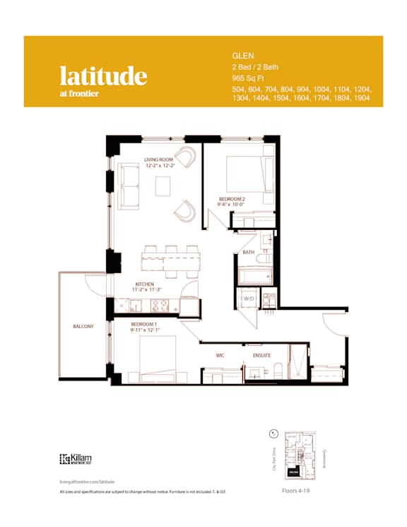 Glen (965 SF) - 2 Bed | 2 Bath