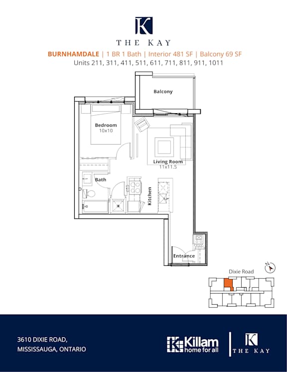 Burnhamdale 1 Bedroom  1 Bath Floor Plan