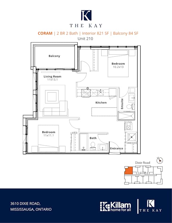 Coram 2 Bedroom 2 Bath Floor Plan