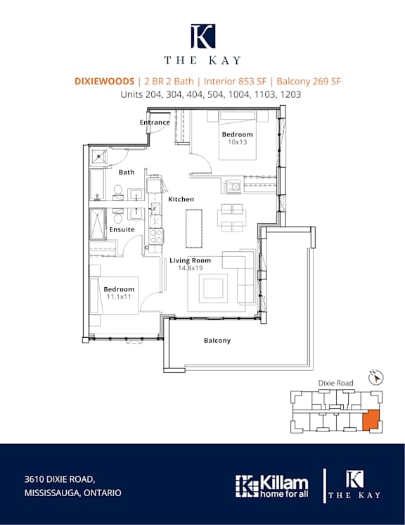 Dixiewoods 2 Bedroom 2 Bath Floor Plan