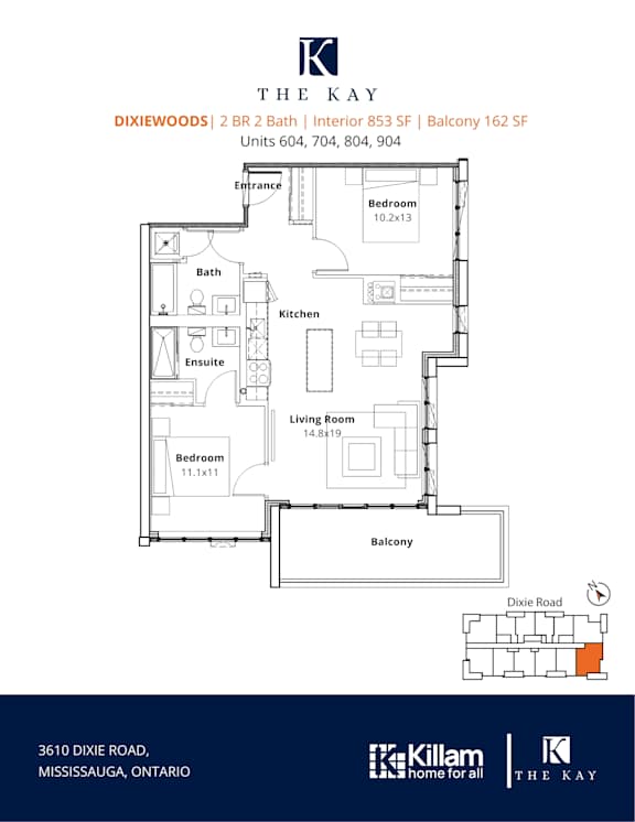 Dixiewoods 2 Bedroom 2 Bath Floor Plan
