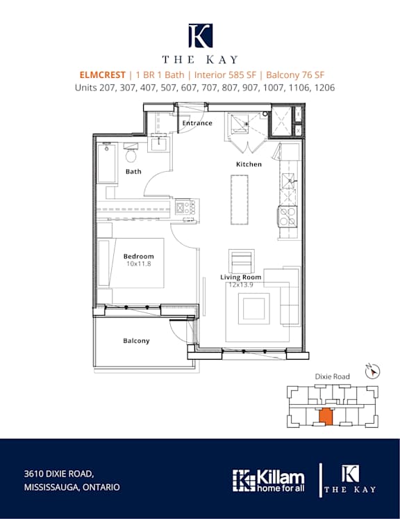 Elmcrest 1 Bedroom Barrier Free 1 Bathroom Floor Plan