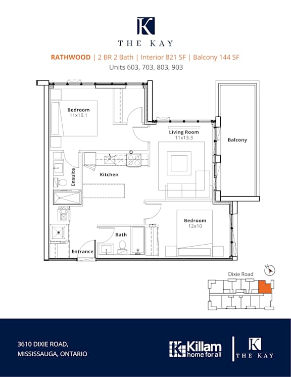 Rathwood 2 Bedroom 2 Bath Floor Plan