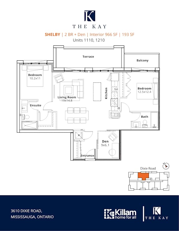 Shelby 2 Bedroom + Den  2 Bathroom Floor Plan