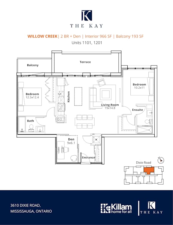 Willow Creek 2 Bedroom + Den + 2 Bath Floor Plan