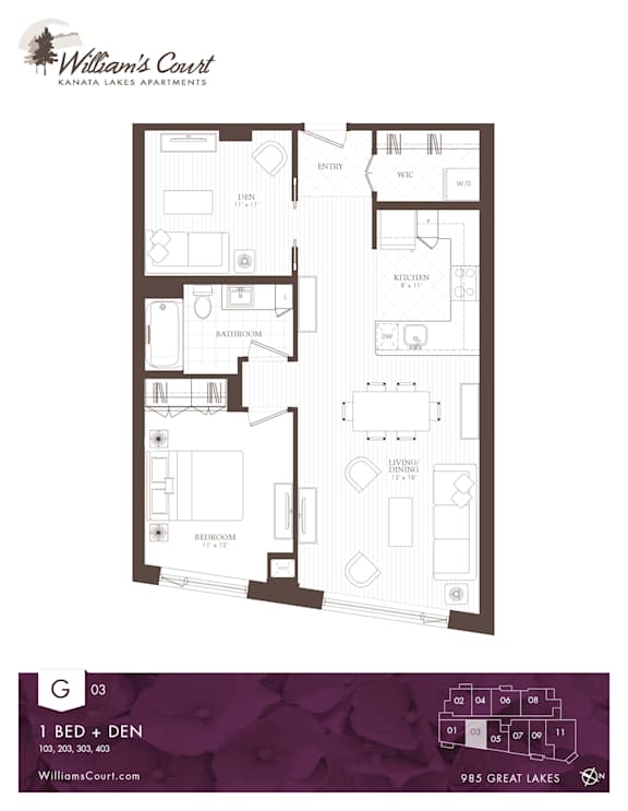 A floor plan for William's Court residential apartments.