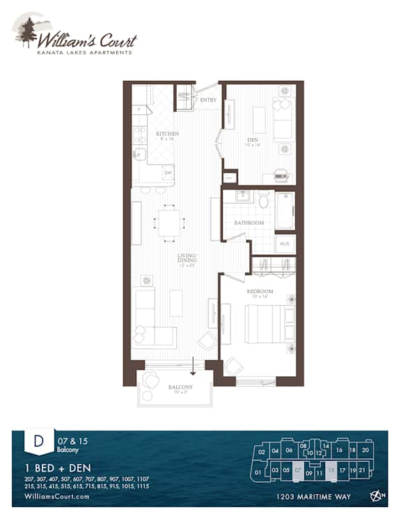 A floor plan for William's Court Kanata Lakes Apartments.
