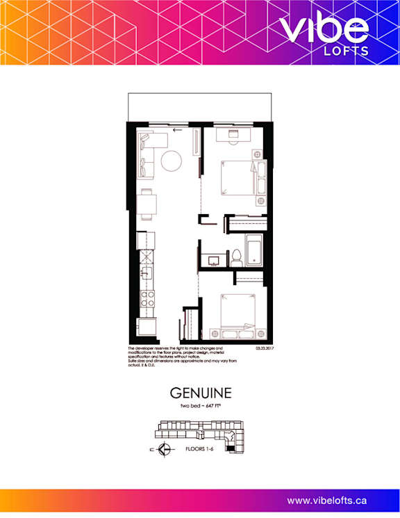 A floor plan for a loft with two bedrooms and a living area.
