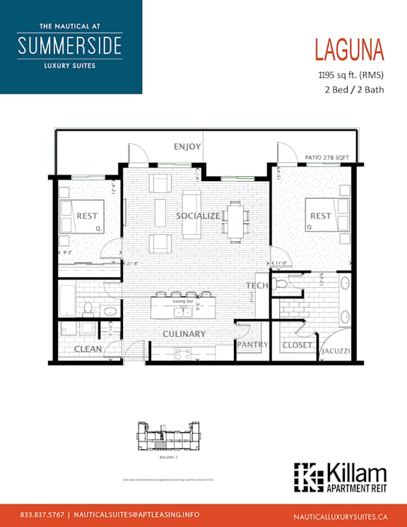 Laguna | 2 Bed + 2 Bath 1,195 Sq Ft. Floor Plan