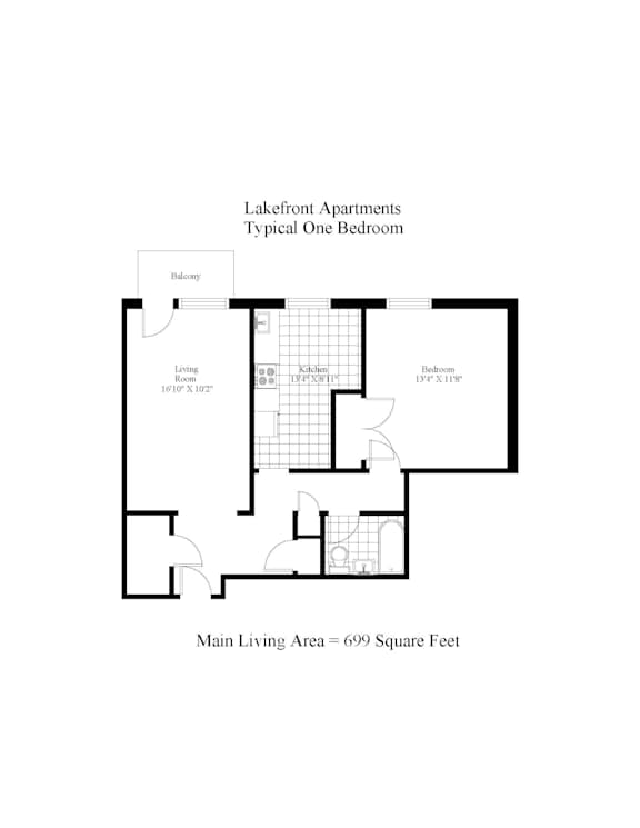 Lakefront Apartments Typical One Bedroom
