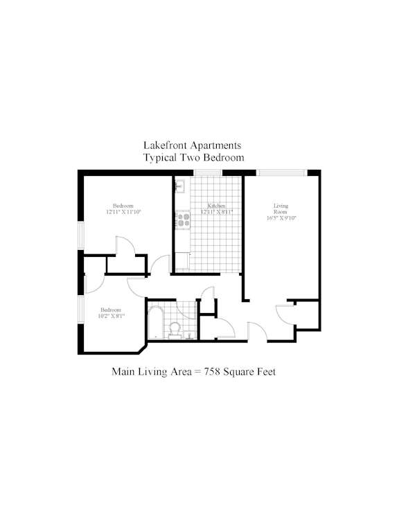Lakefront Apartments Typical Two Bedroom