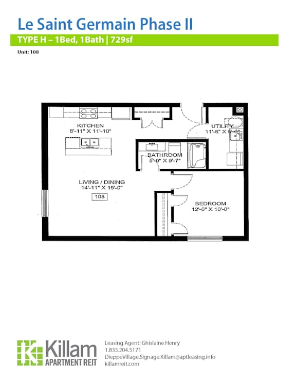 A floor plan for an apartment at Le Saint Germain Phase II.