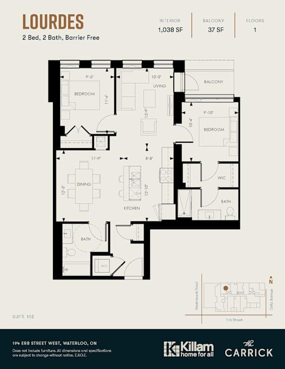 Lourdes 2 Bed, 2 Bath, Barrier Free