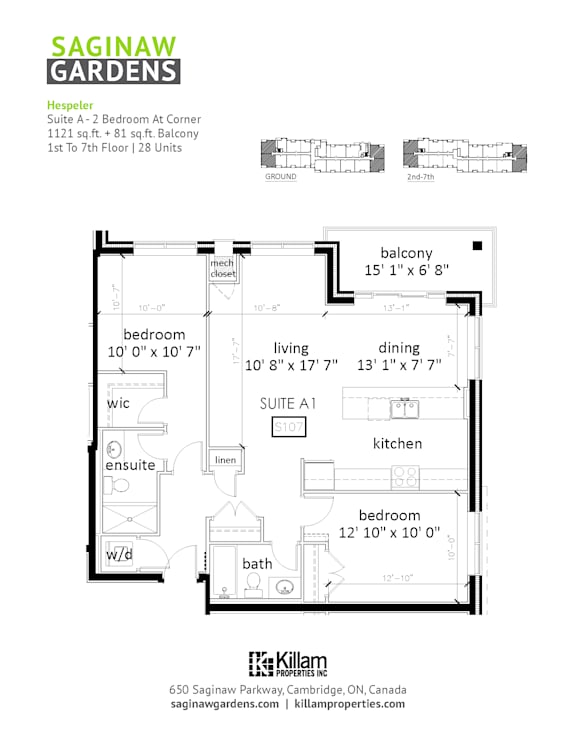 A floor plan for a suite at Saginaw Gardens.