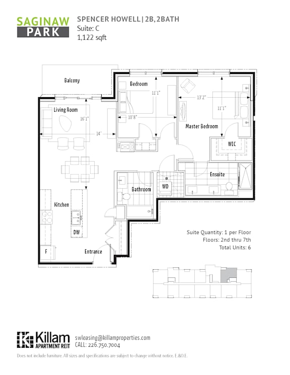 A floor plan for a Saginaw Park apartment shows a second floor layout with a living room, kitchen, bathroom, and bedrooms.