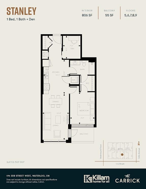 Stanley  1 Bed, 1 Bath + Den