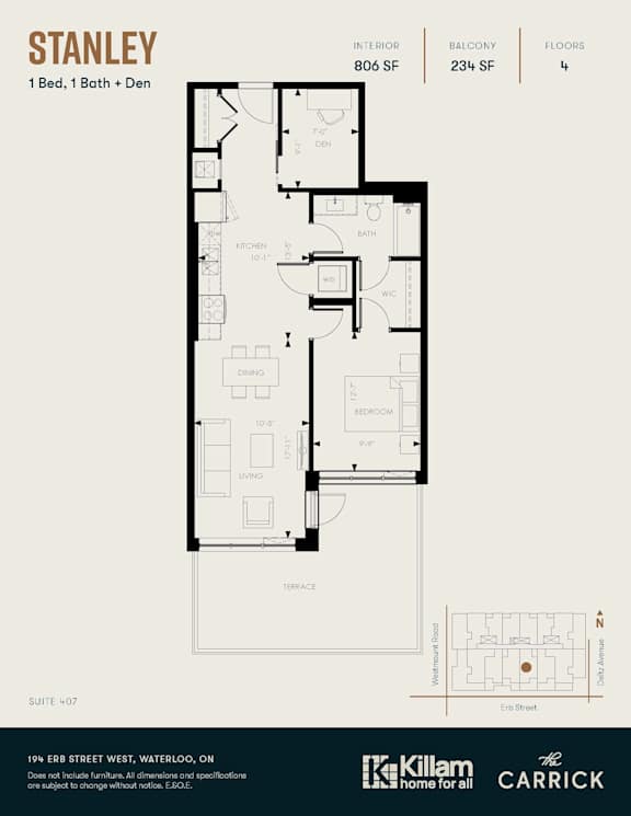 Stanley  1 Bed, 1 Bath + Den