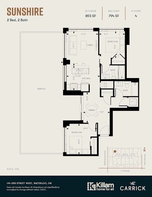 Sunshire 2 Bed, 2 Bath
