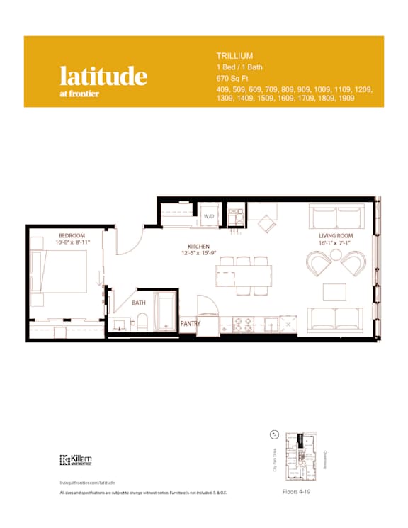 Trillium (670 SF) - 1 Bed | 1 Bath