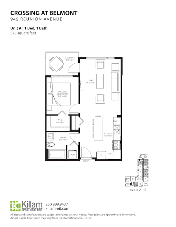 Crossing At Belmont Unit A 1 Bedroom + 1 Bath Floor Plan