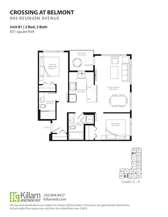 Crossing At Belmont Unit B1: 2 Bedroom  + 2 Bath Floor Plan