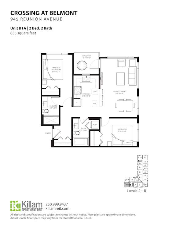 Crossing At Belmont Unit B1A: 2 Bedroom + 2 Bath Floor Plan