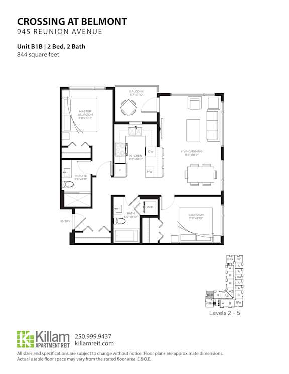Crossing At Belmont Unit B1B: 2 Bedroom + 2 Bath Floor Plan