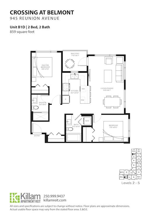 Crossing At Belmont Unit B1D: 2 Bedroom + 2 Bath Floor Plan