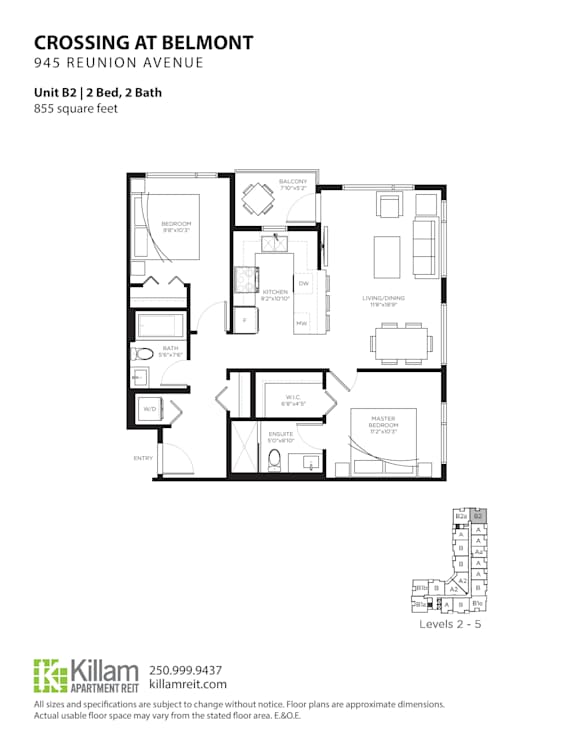 Crossing At Belmont Unit B2: 2 Bedroom + 2 Bath Floor Plan