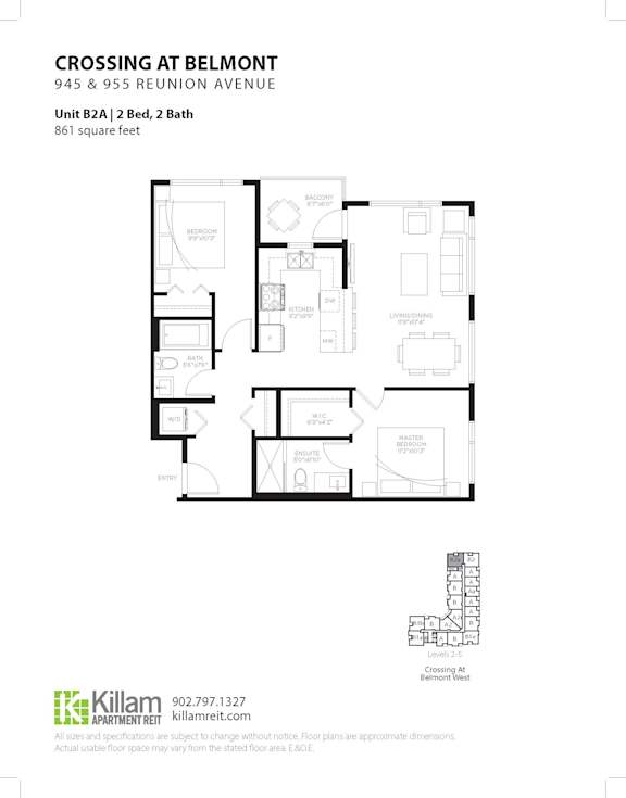 Crossing At Belmont Unit B2A: 2 Bedroom + 2 Bath Floor Plan