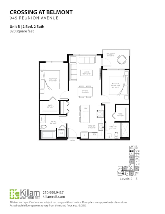 Crossing At Belmont Unit B: 2 Bedroom + 2 Bath Floor Plan