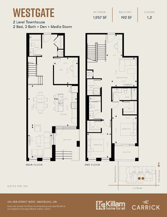 Westgate 2 Level Townhouse 2 Bed, 3 Bath + Den + Media Room