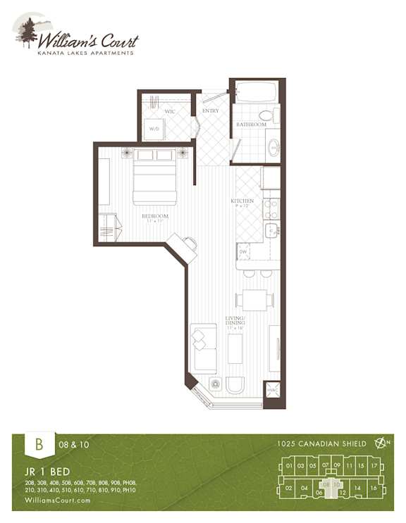 William's Court B  Bachelor Floor Plan