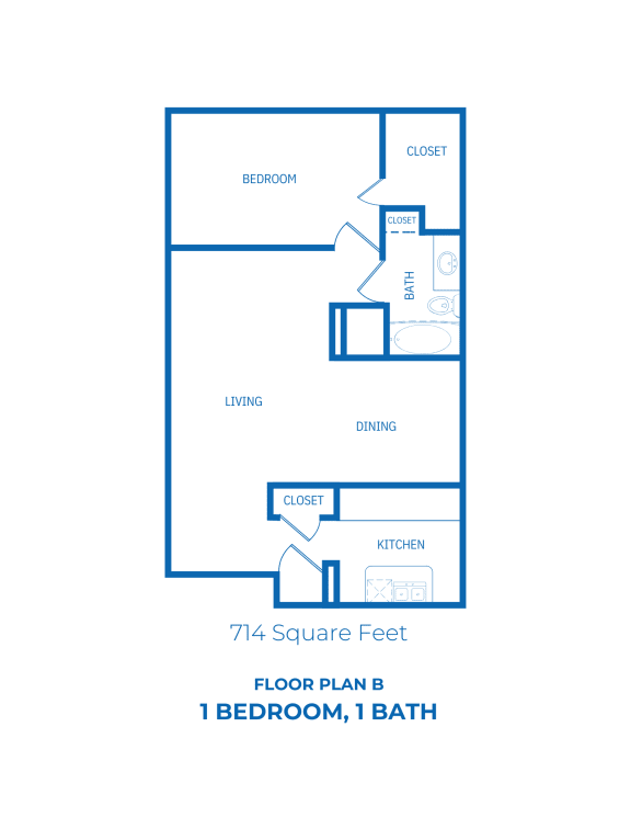 Floor Plan  1 Bed, 1 Bath floorplan