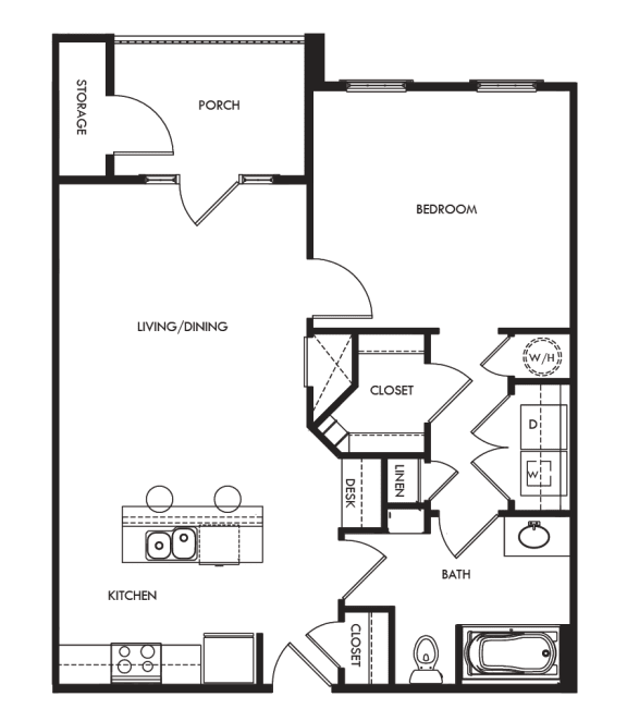 a floor plan of a house with a bedroom and a living room