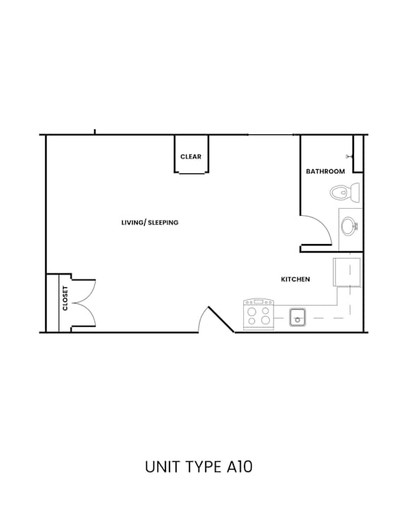 A drawing of a floor plan for a unit type A10.